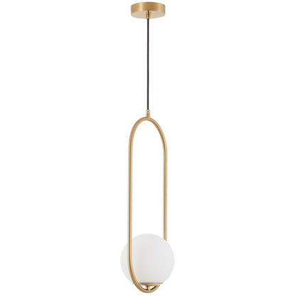 MODERNE PENDELLEUCHTE AUS GEBÜRSTETEM GOLD VERO 1B