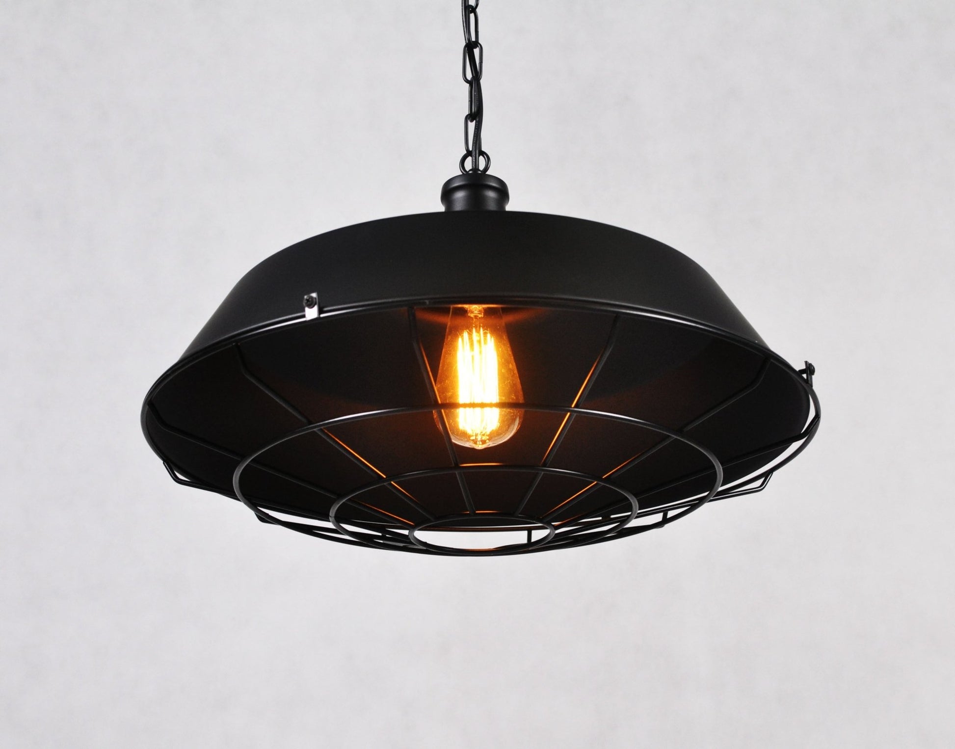INDUSTRIAL LOFT PENDANT LAMP BLACK ARIGIO D45 - LuminaLux