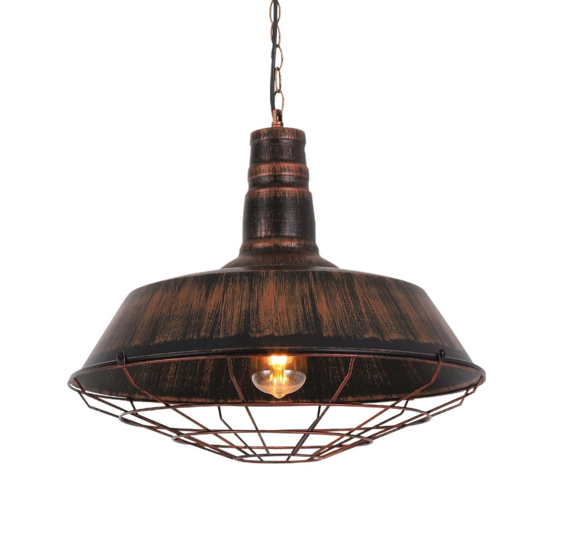 INDUSTRIAL LOFT PENDANT LAMP OLD BRASS ARIGIO D35 - LuminaLux