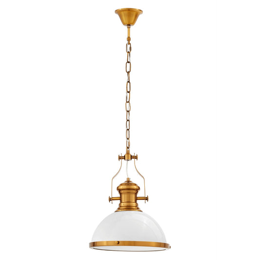 INDUSTRIAL LOFT PENDANT LAMP WHITE AND BRASS ETTORE - LuminaLux