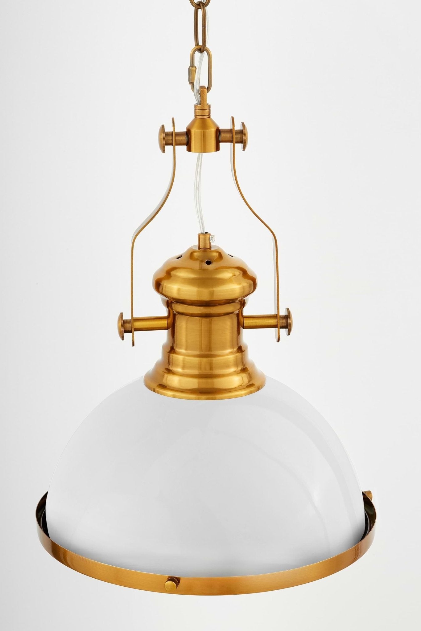 INDUSTRIAL LOFT PENDANT LAMP WHITE AND BRASS ETTORE - LuminaLux