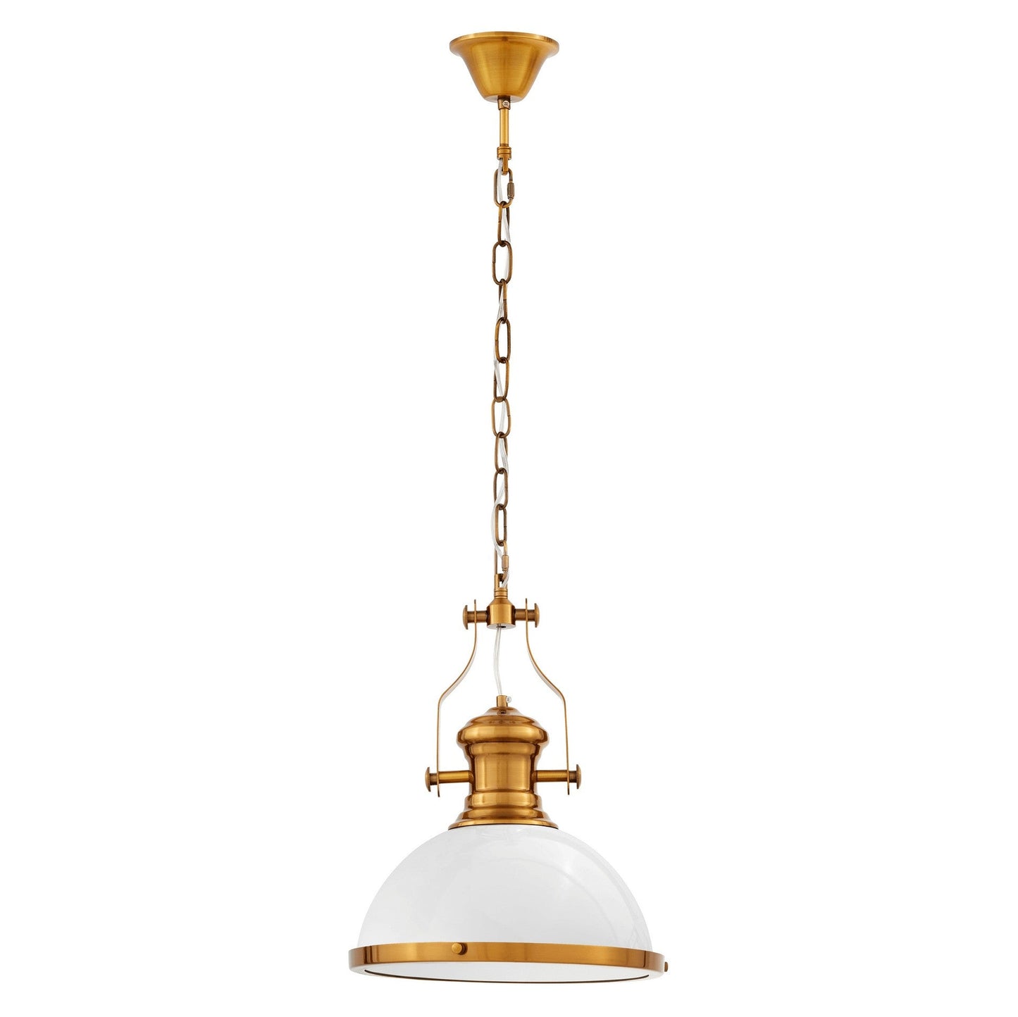 INDUSTRIAL LOFT PENDANT LAMP WHITE AND BRASS ETTORE - LuminaLux
