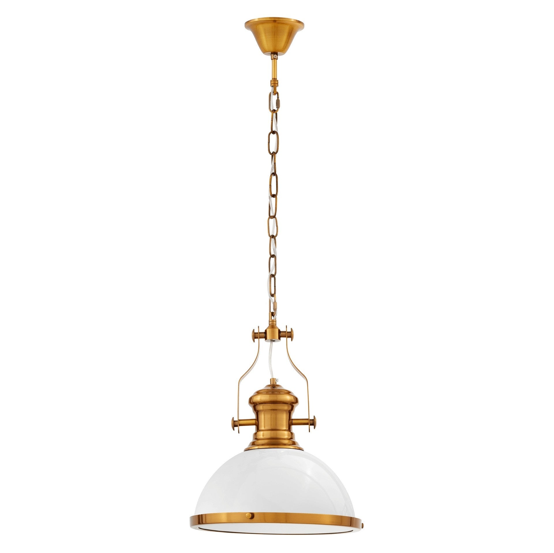 INDUSTRIAL LOFT PENDANT LAMP WHITE AND BRASS ETTORE - LuminaLux