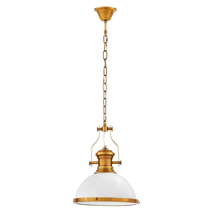 INDUSTRIAL LOFT PENDANT LAMP WHITE AND BRASS ETTORE - LuminaLux