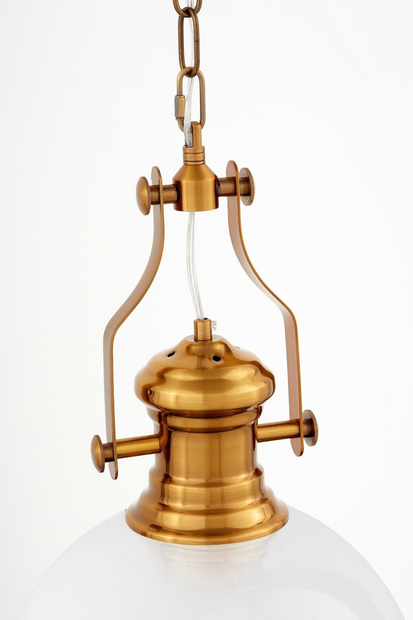 INDUSTRIAL LOFT PENDANT LAMP WHITE AND BRASS ETTORE - LuminaLux