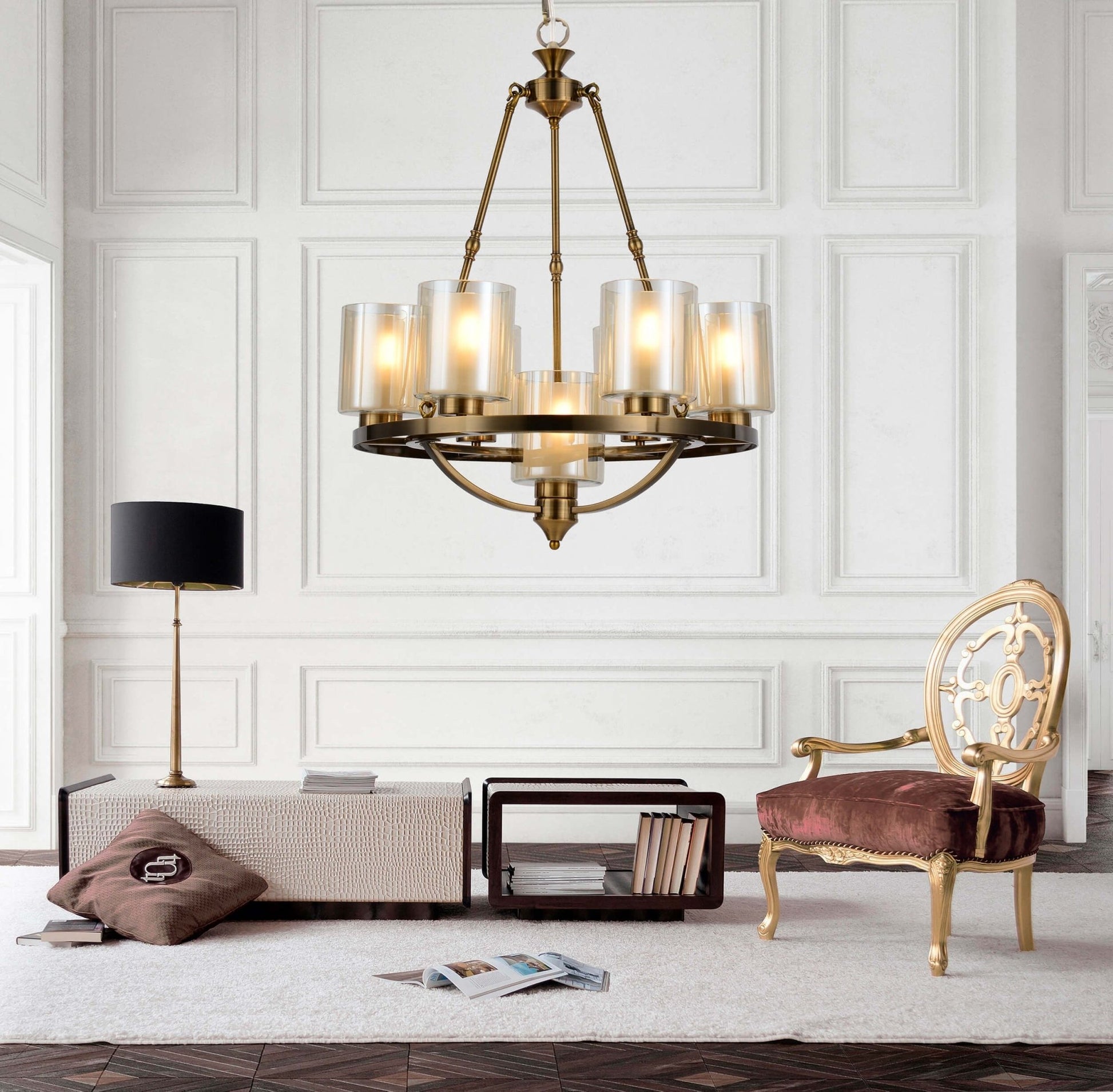 LOFT BRASS PENDANT LAMP SANTINI W7 - LuminaLux