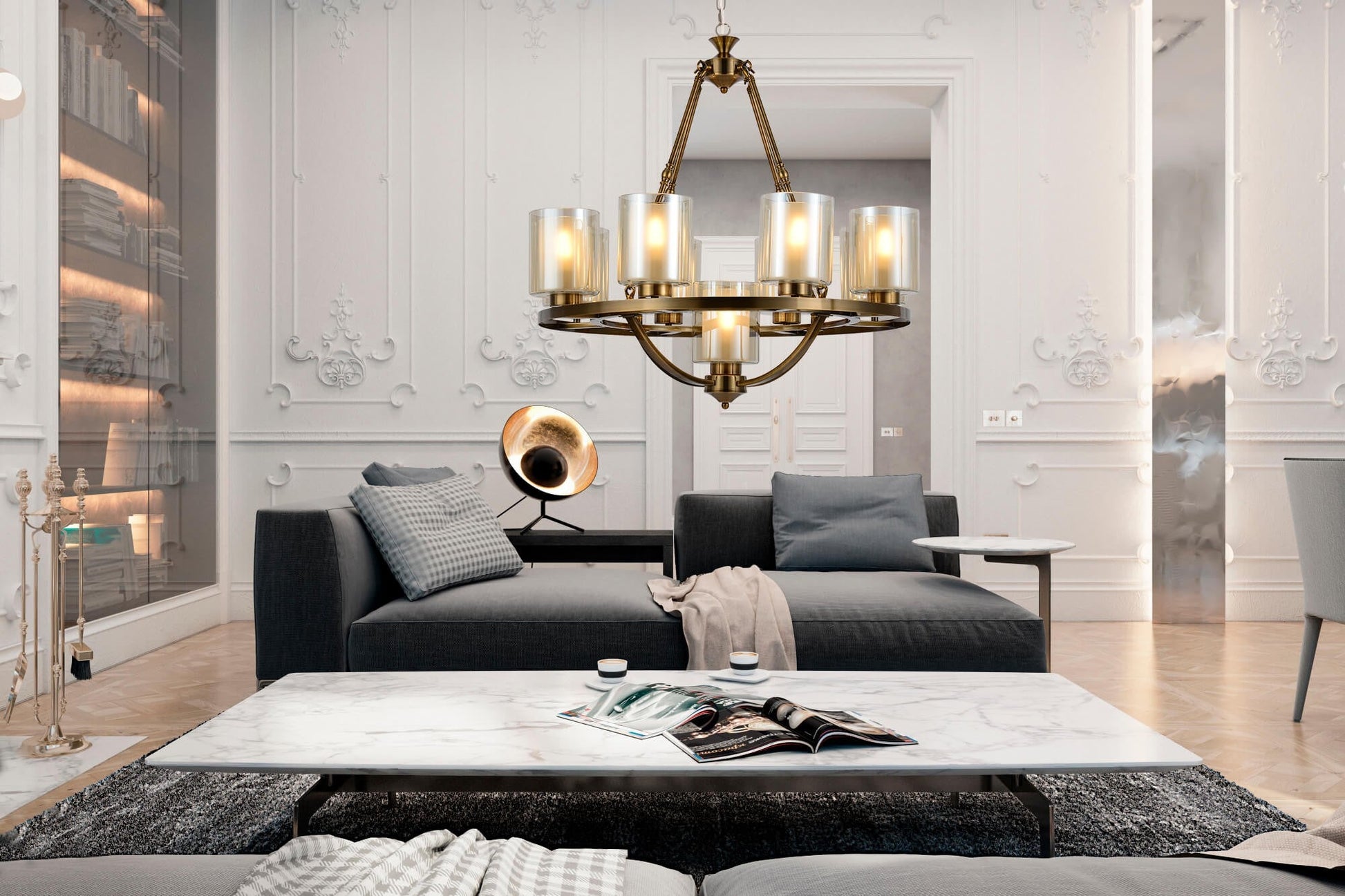 LOFT BRASS PENDANT LAMP SANTINI W9 - LuminaLux