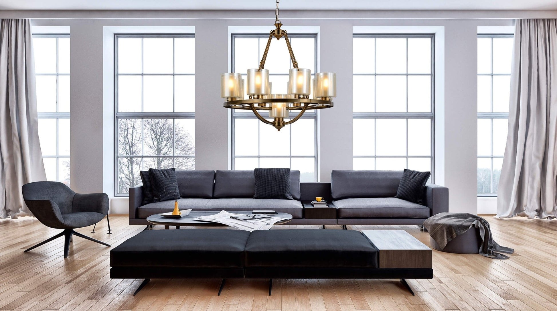 LOFT BRASS PENDANT LAMP SANTINI W9 - LuminaLux