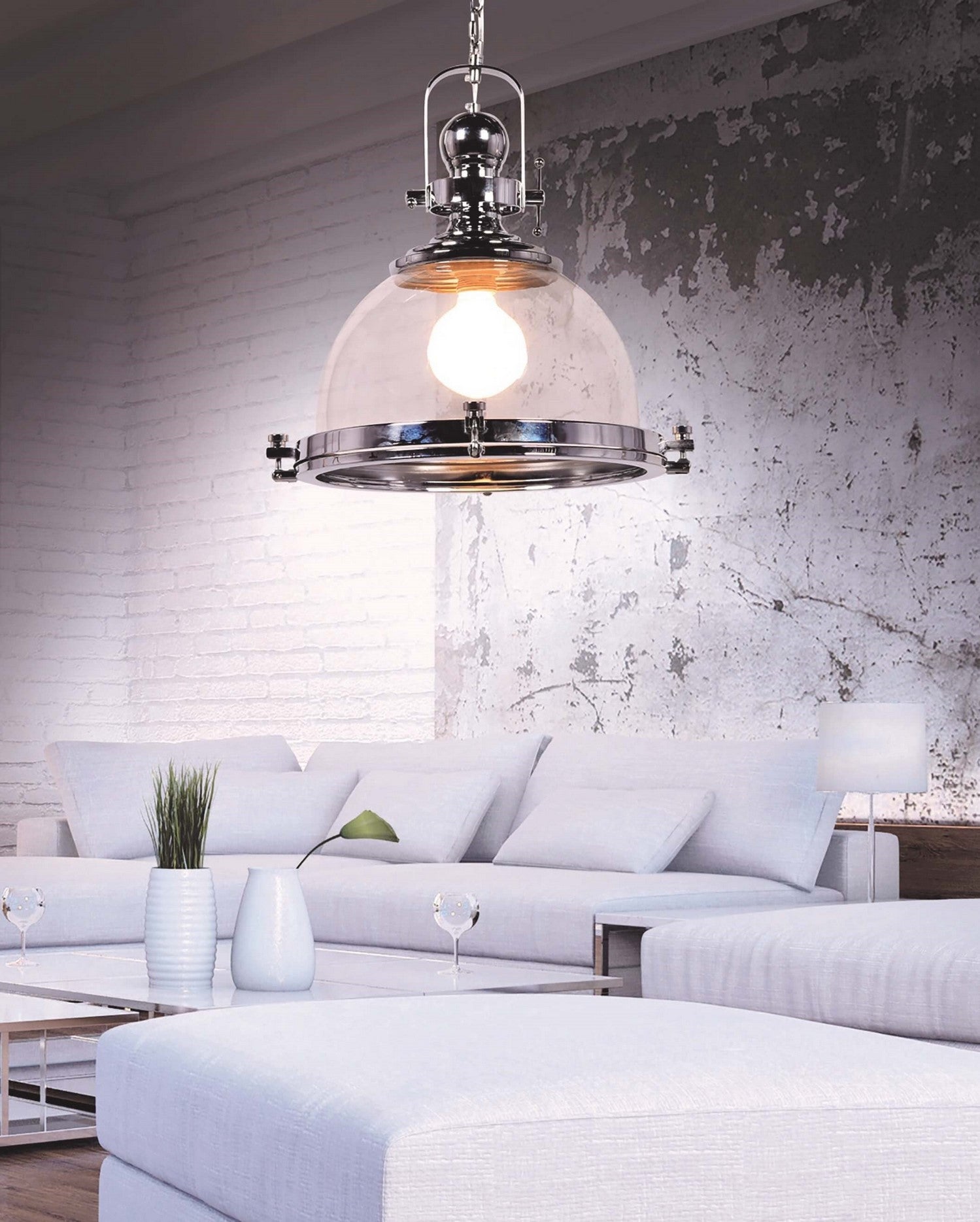 LOFT CHROME PENDANT LAMP FALCO - LuminaLux