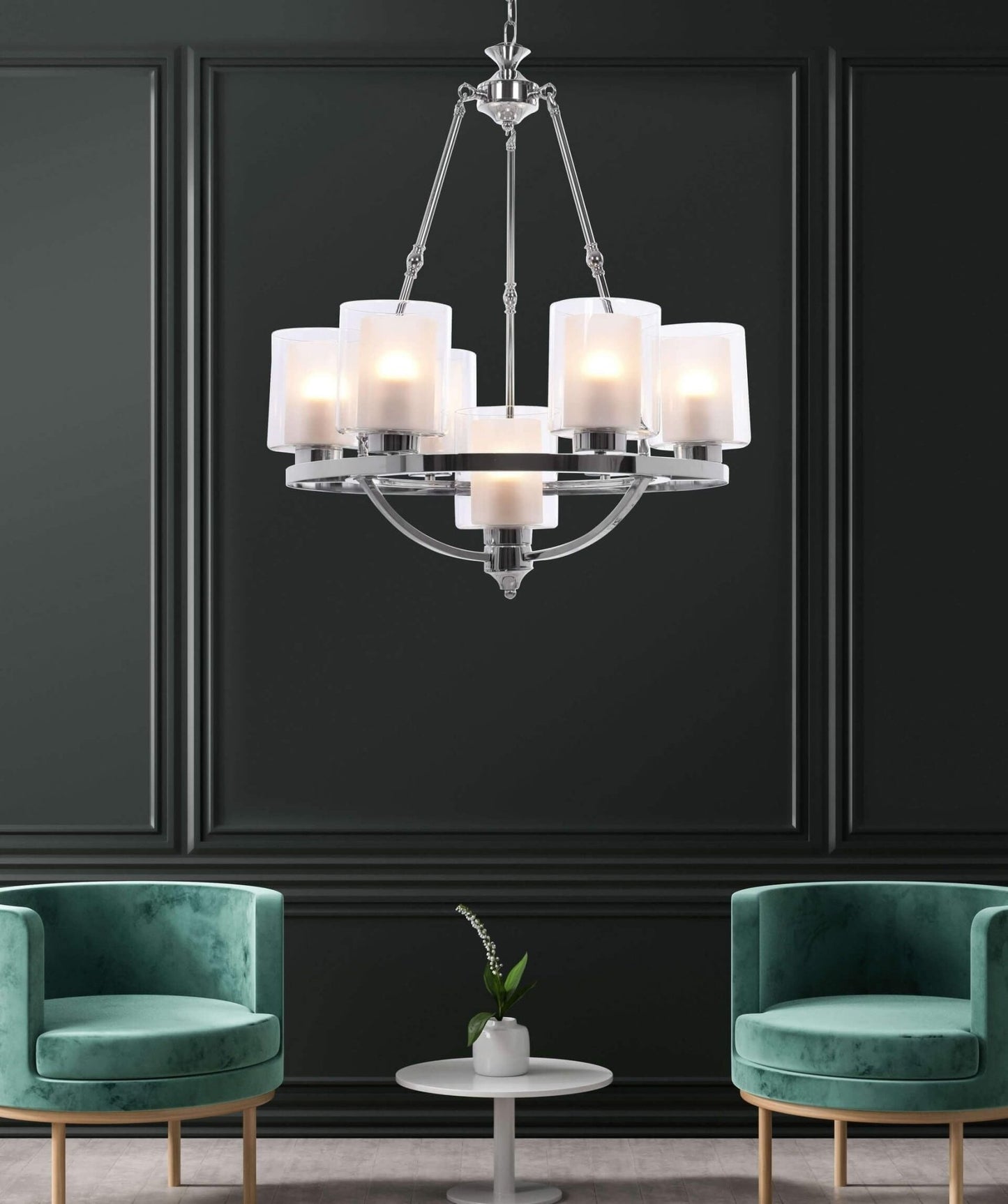 LOFT CHROME PENDANT LAMP SANTINI W7 - LuminaLux