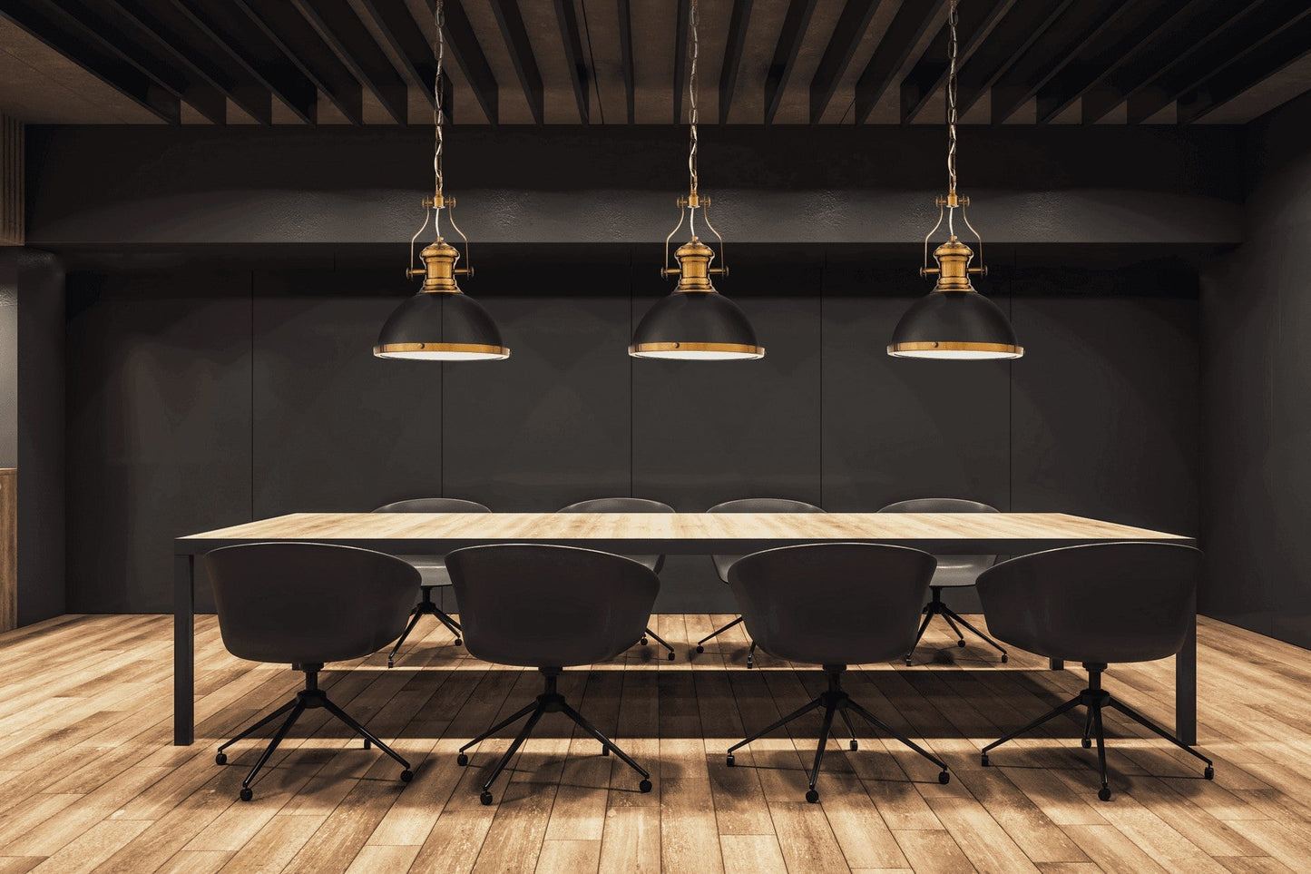 LOFT INDUSTRIAL PENDANT LAMP BLACK AND BRASS ETTORE - LuminaLux
