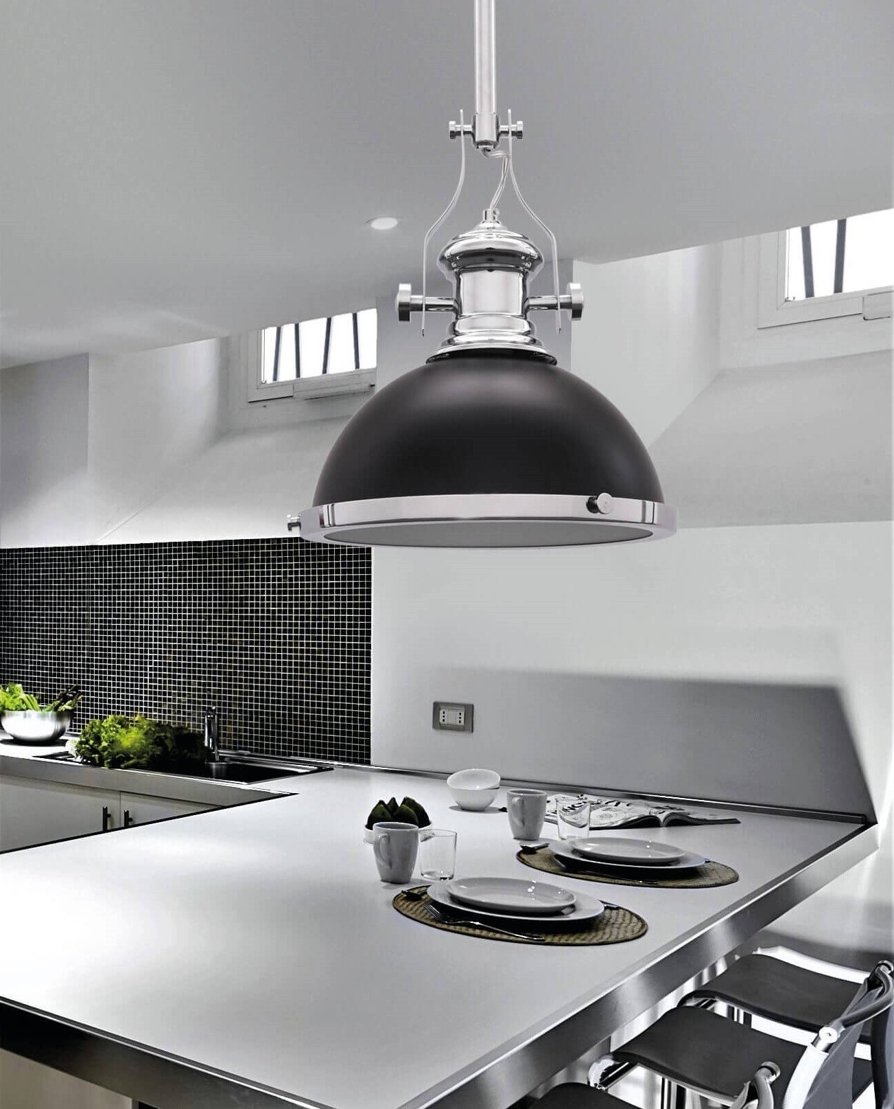 LOFT INDUSTRIAL PENDANT LAMP BLACK ETTORE - LuminaLux