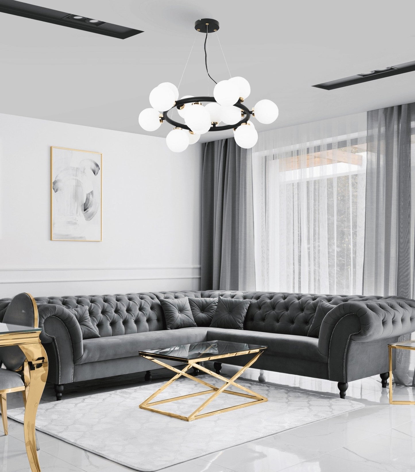MODERN BLACK AND GOLD MARSIAD PENDANT LAMP W15 - LuminaLux