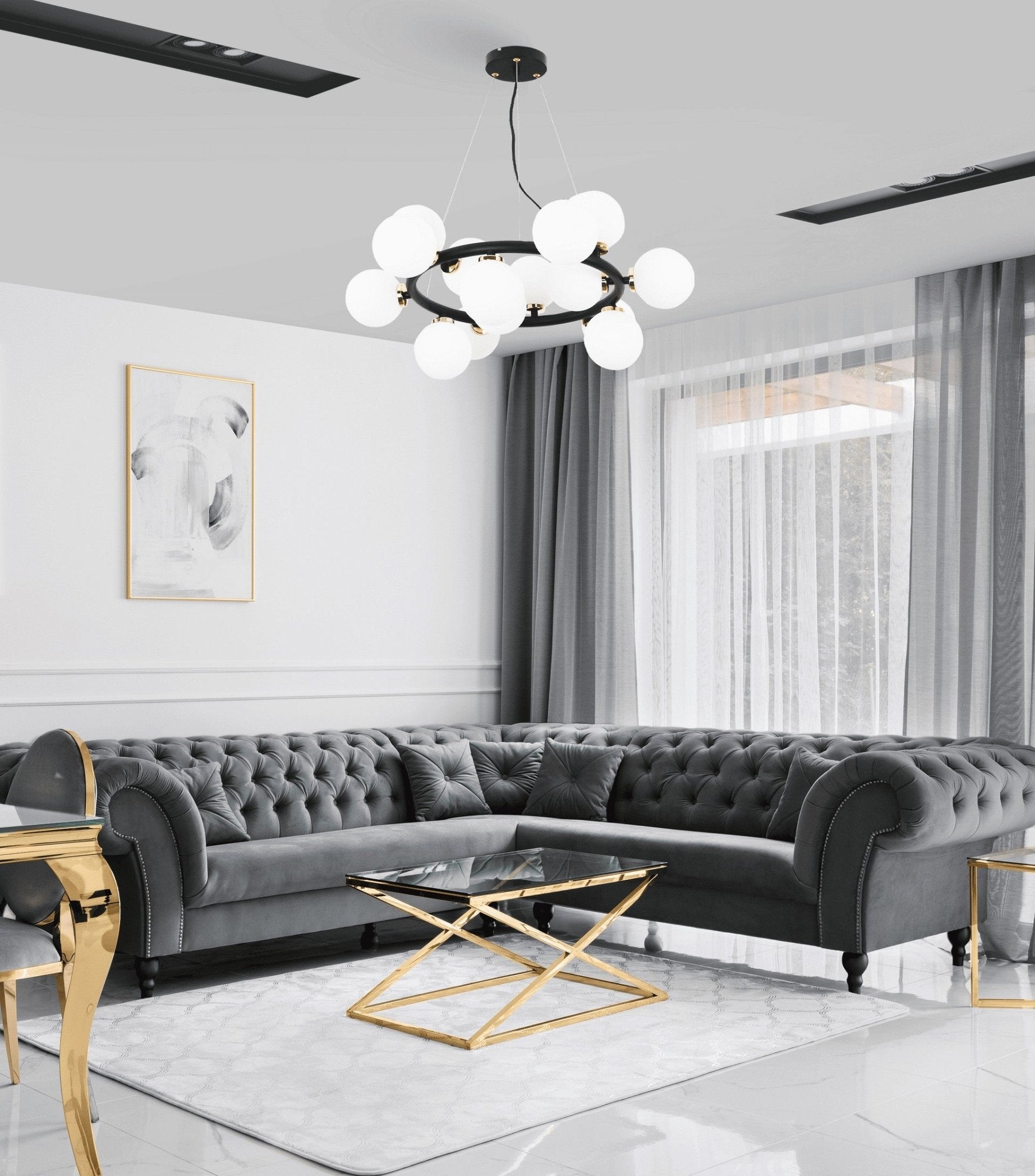 MODERN BLACK AND GOLD MARSIAD PENDANT LAMP W15 - LuminaLux