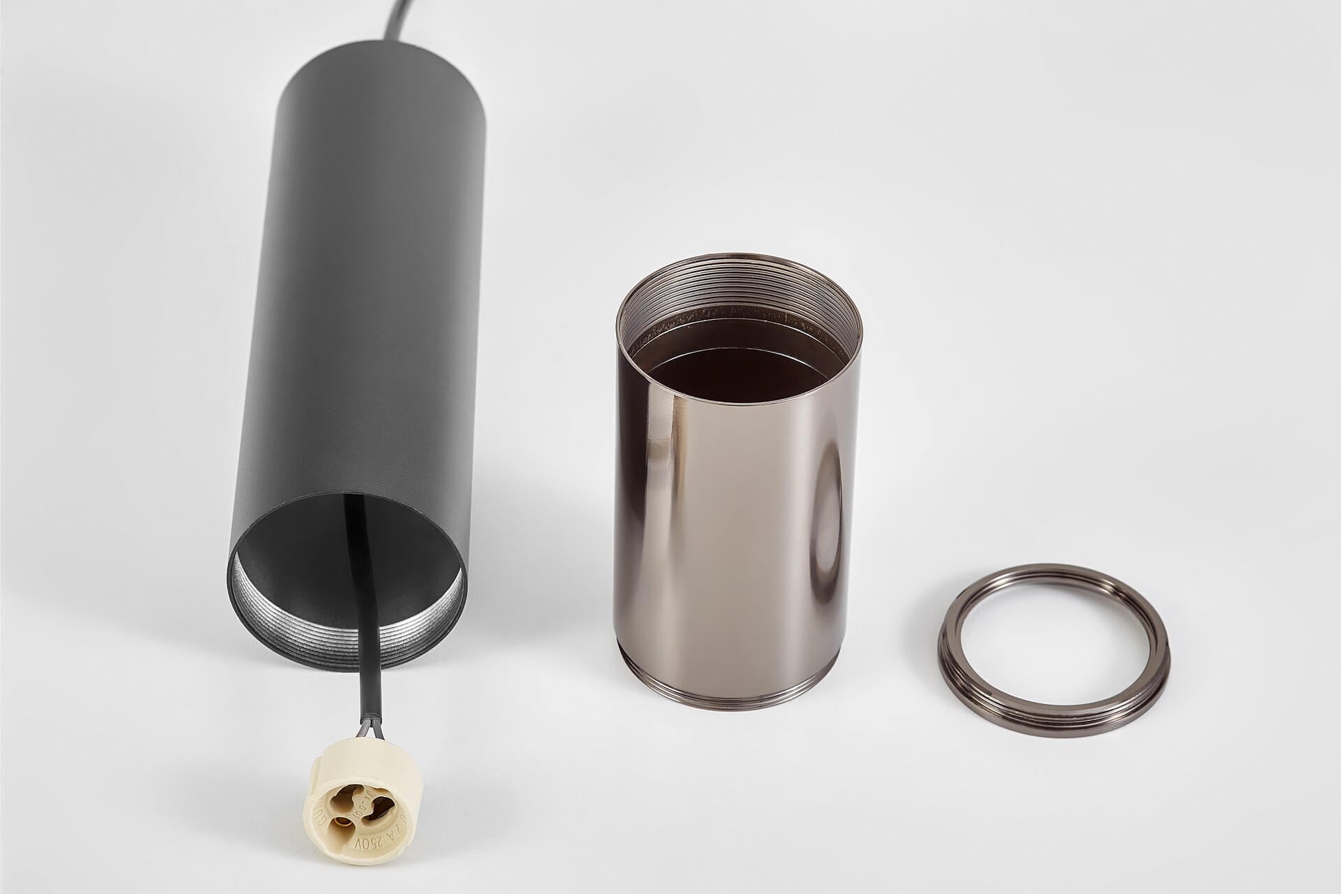 MODERN BLACK AND GRAPHITE TUBE PENDANT LAMP LINEO W1 - LuminaLux