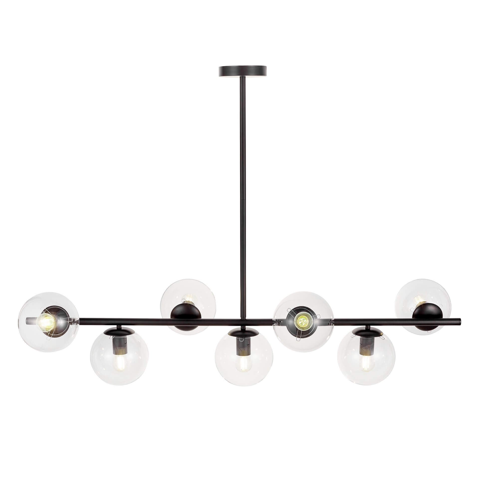 MODERN BLACK AND TRANSPARENT PENDANT LAMP FREDICA W7 - LuminaLux