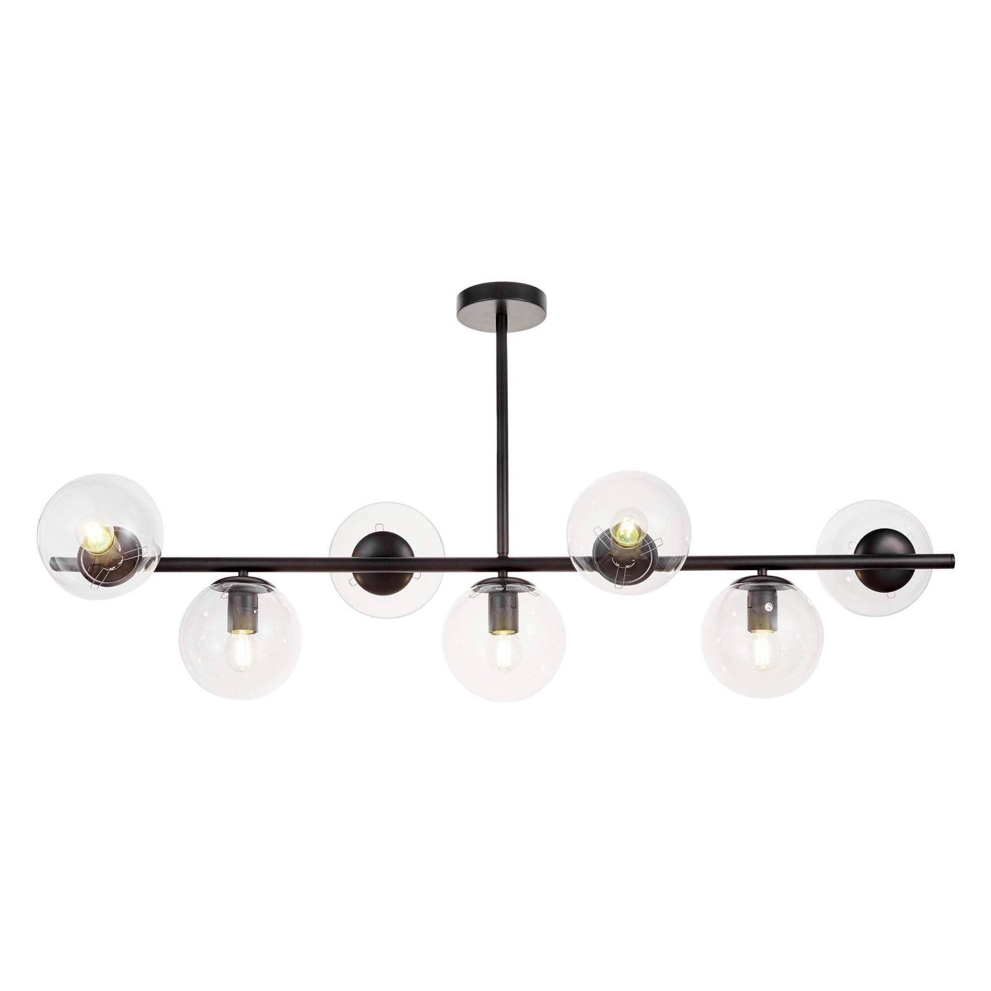 MODERN BLACK AND TRANSPARENT PENDANT LAMP FREDICA W7 - LuminaLux