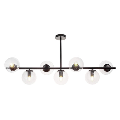MODERN BLACK AND TRANSPARENT PENDANT LAMP FREDICA W7 - LuminaLux
