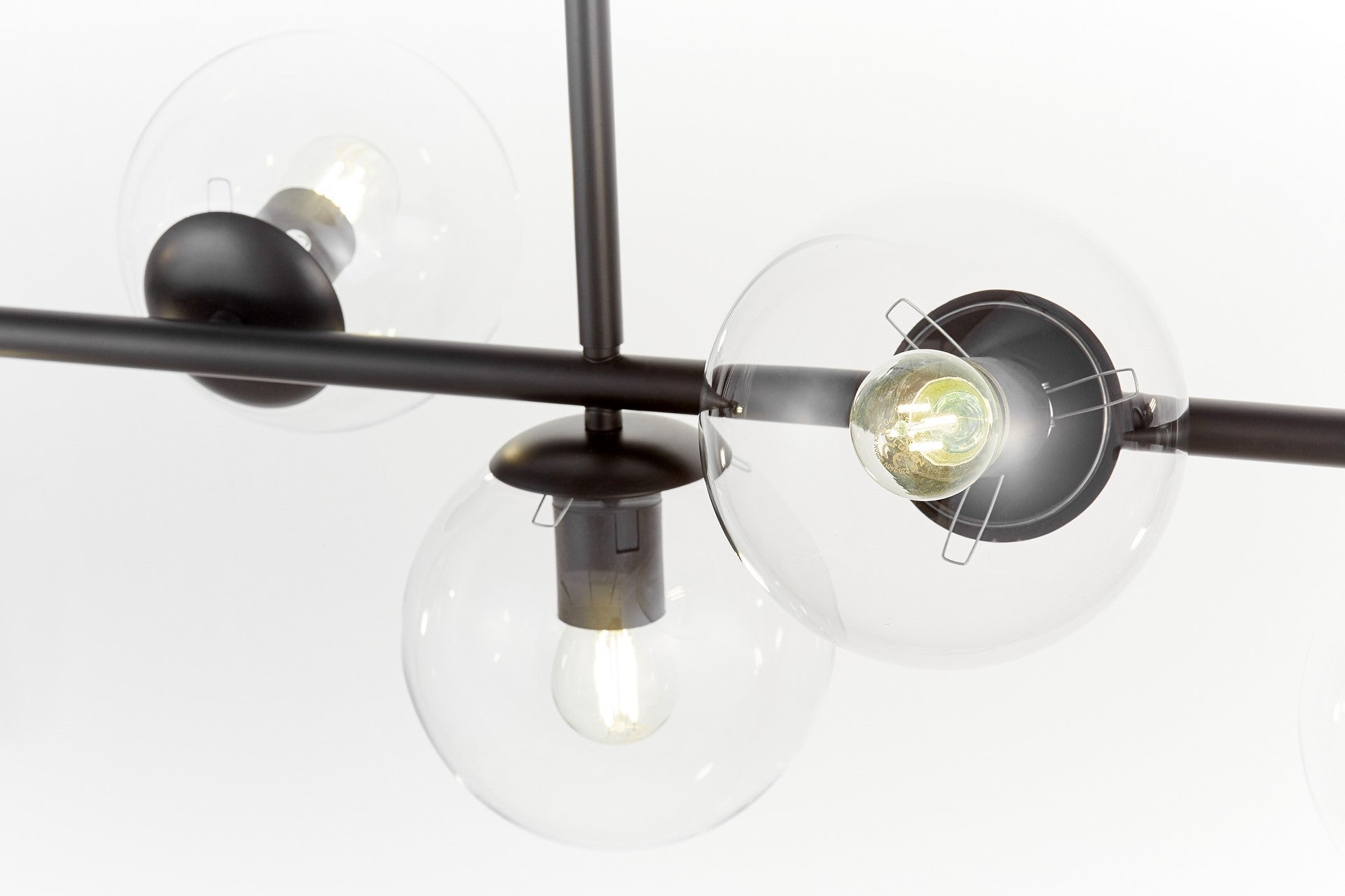 MODERN BLACK AND TRANSPARENT PENDANT LAMP FREDICA W7 - LuminaLux