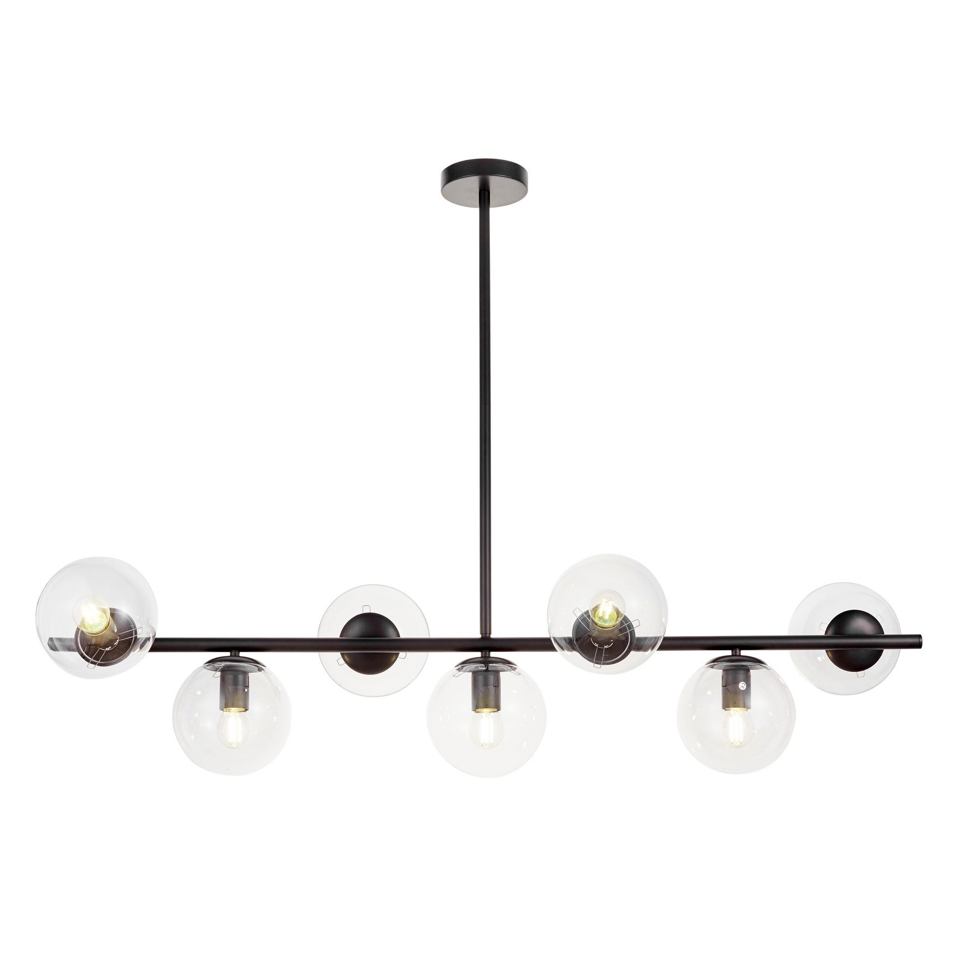 MODERN BLACK AND TRANSPARENT PENDANT LAMP FREDICA W7 - LuminaLux