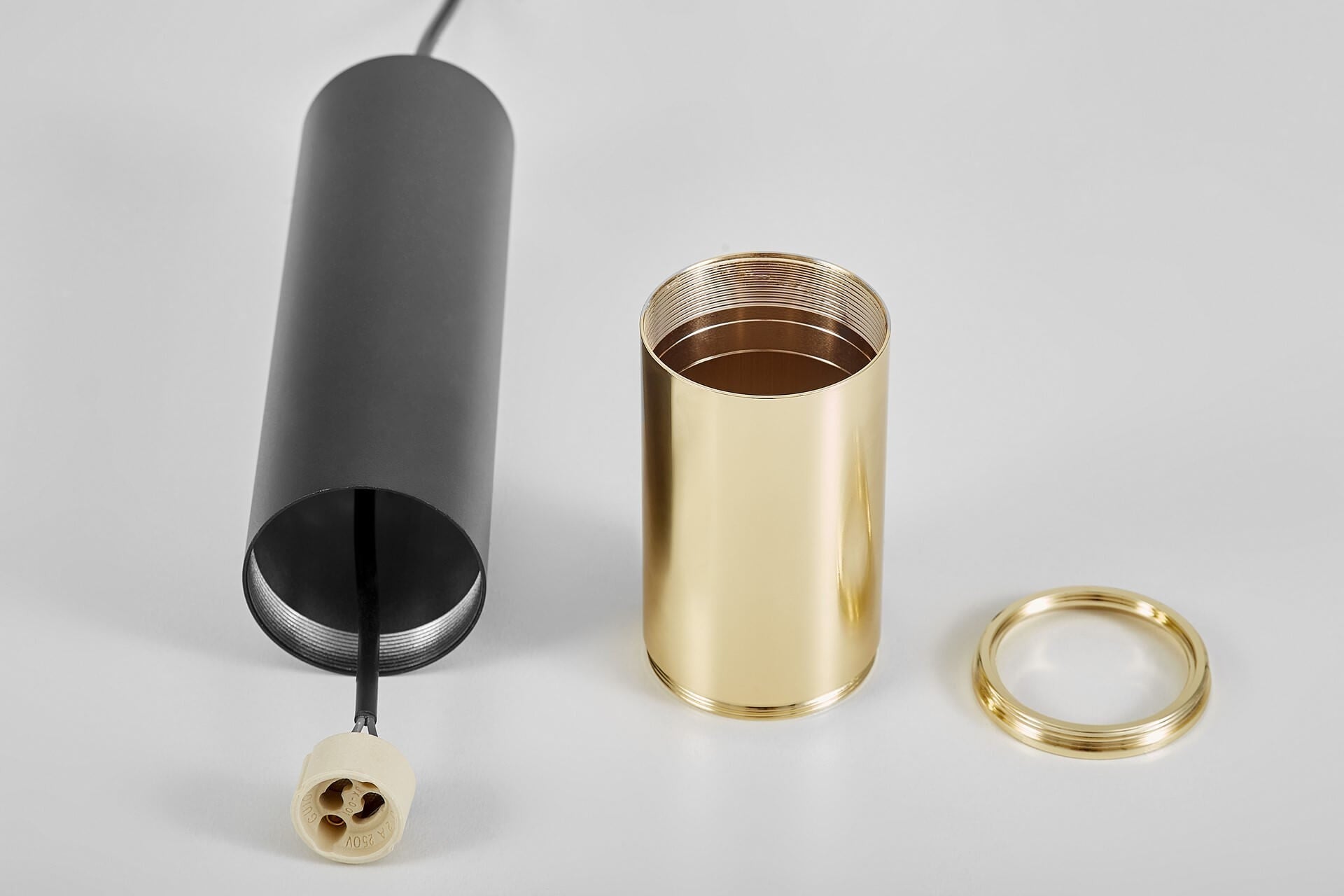 MODERN BLACK - GOLD TUBE PENDANT LAMP LINEO W1 - LuminaLux