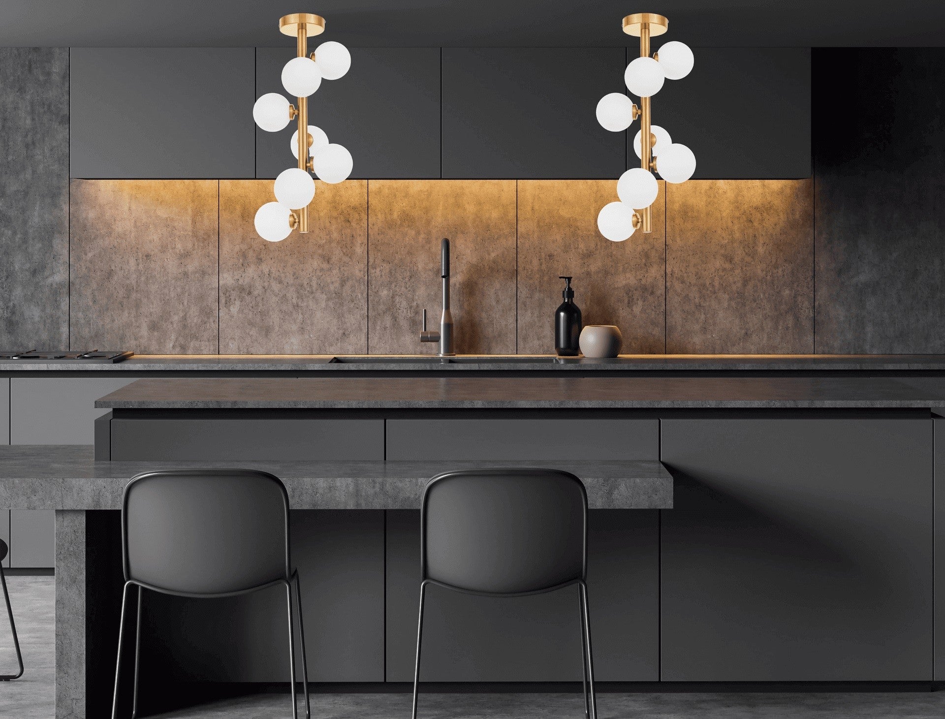 MODERN BRASS CEILING LAMP PETRICA W7 - LuminaLux