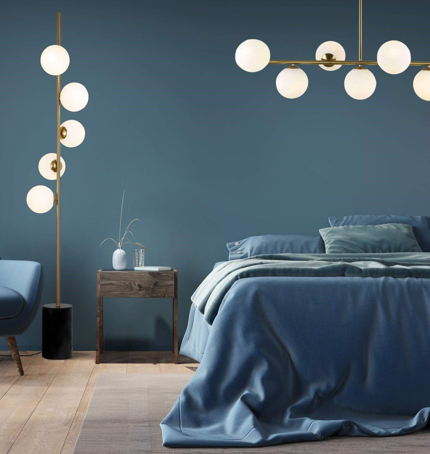 MODERN BRASS PENDANT LAMP FREDICA W7 - LuminaLux
