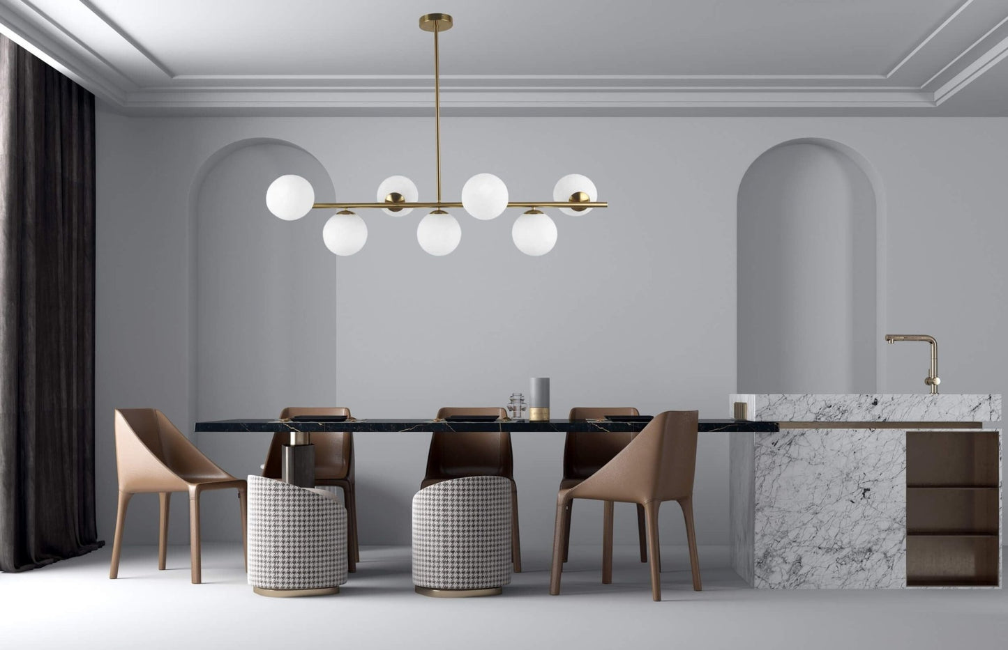 MODERN BRASS PENDANT LAMP FREDICA W7 - LuminaLux