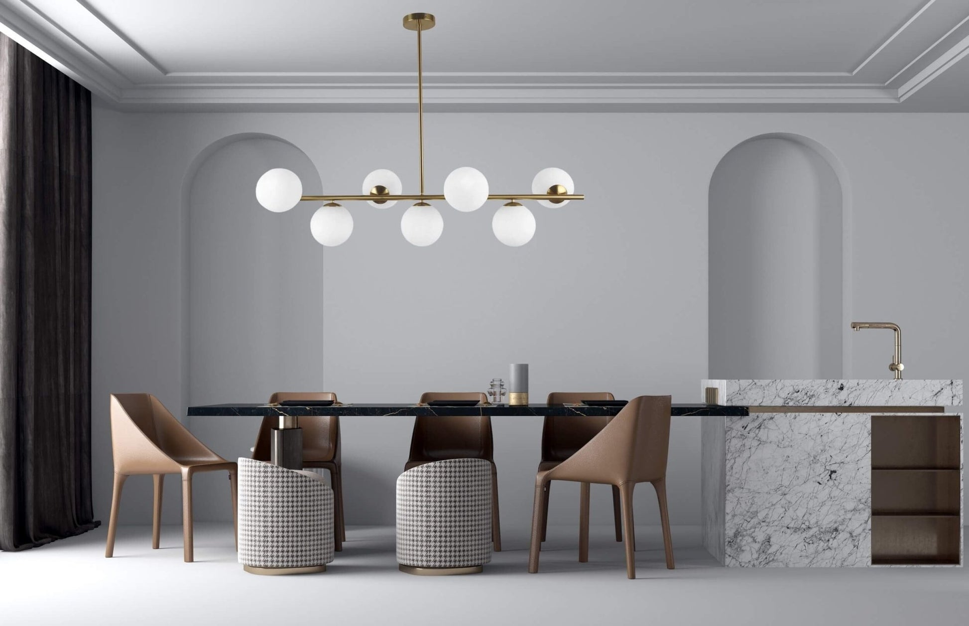 MODERN BRASS PENDANT LAMP FREDICA W7 - LuminaLux