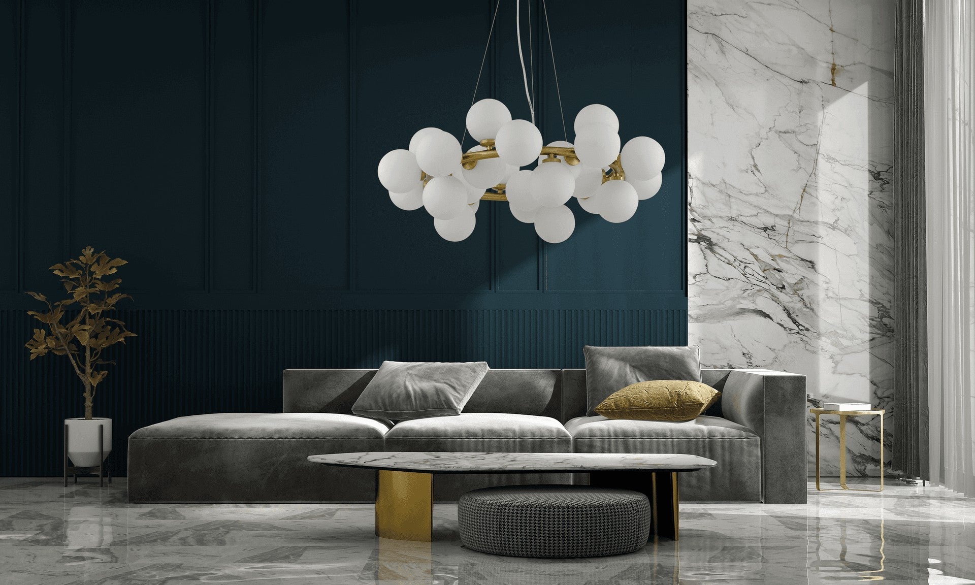 MODERN BRASS PENDANT LAMP MARSIAD W25 - LuminaLux