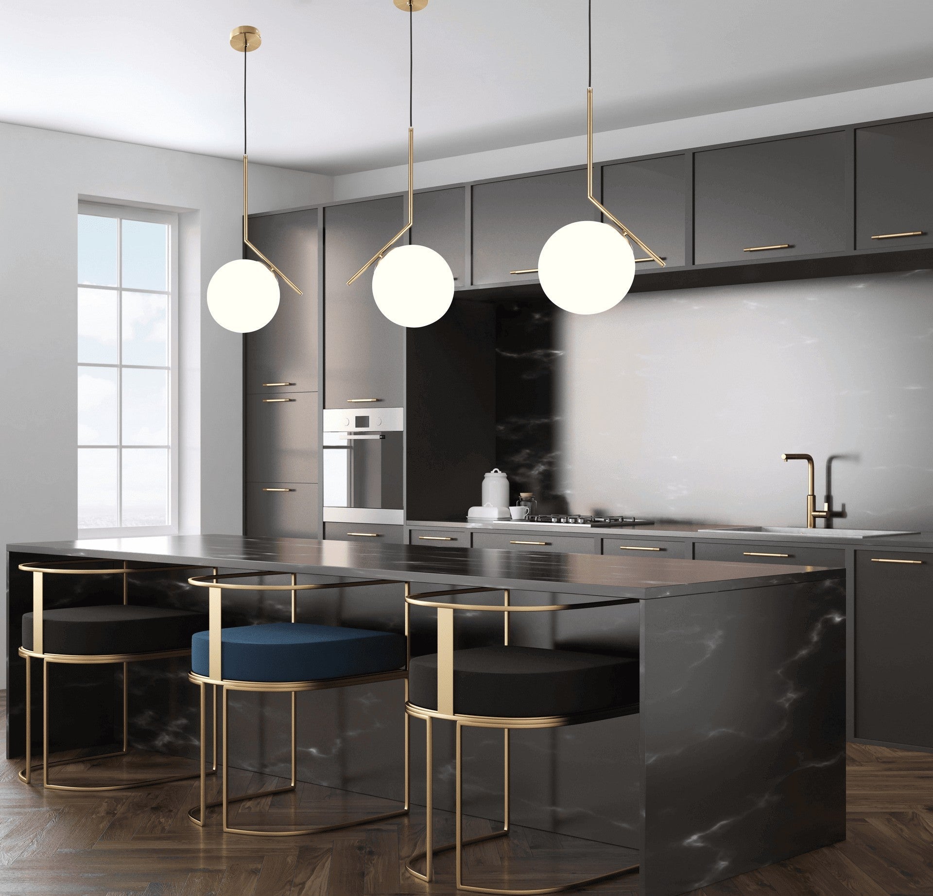 MODERN BRASS PENDANT LAMP SORENTO D20 - LuminaLux