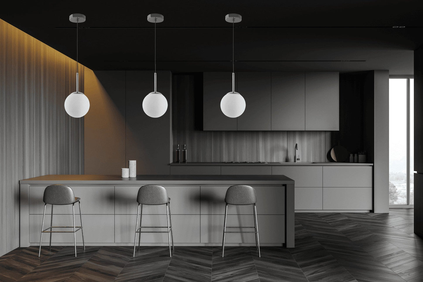 MODERN CHROME PENDANT LAMP FREDICA D15 - LuminaLux