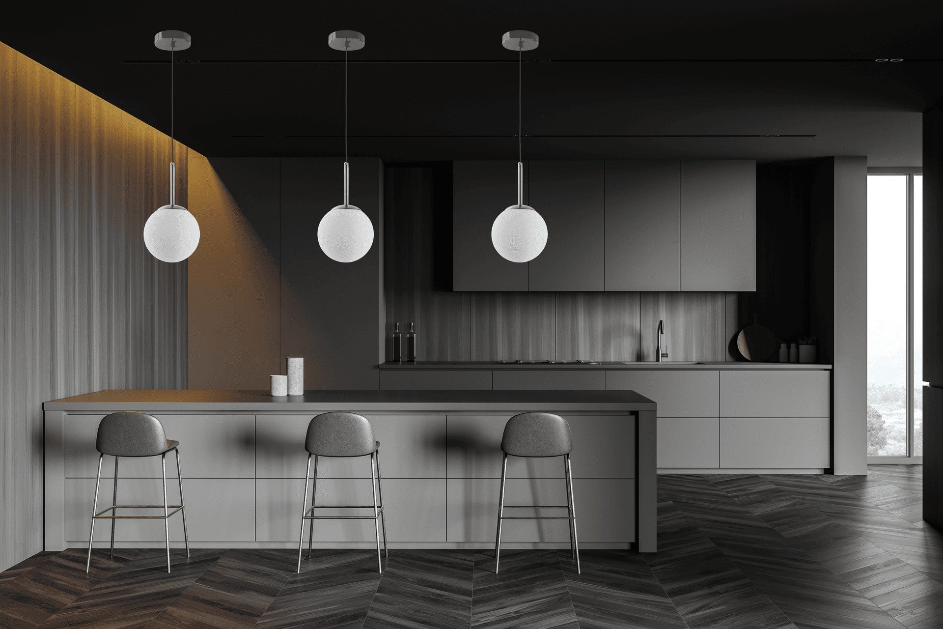 MODERN CHROME PENDANT LAMP FREDICA D15 - LuminaLux