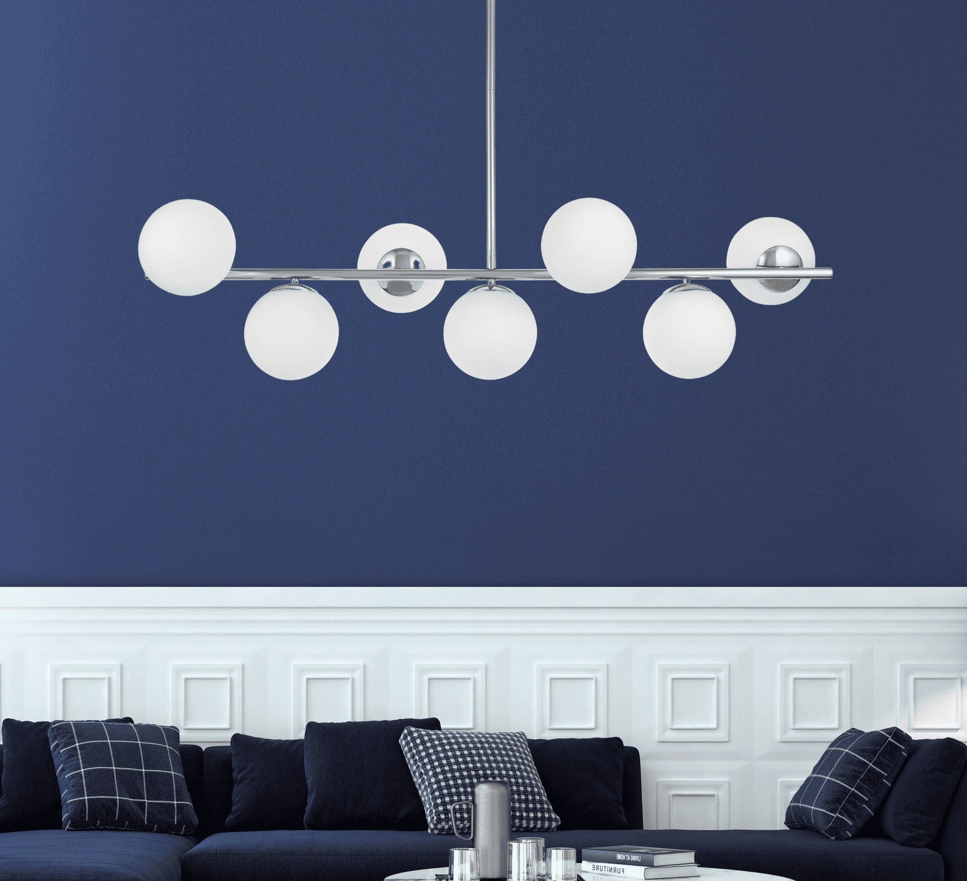 MODERN CHROME PENDANT LAMP FREDICA W7 - LuminaLux