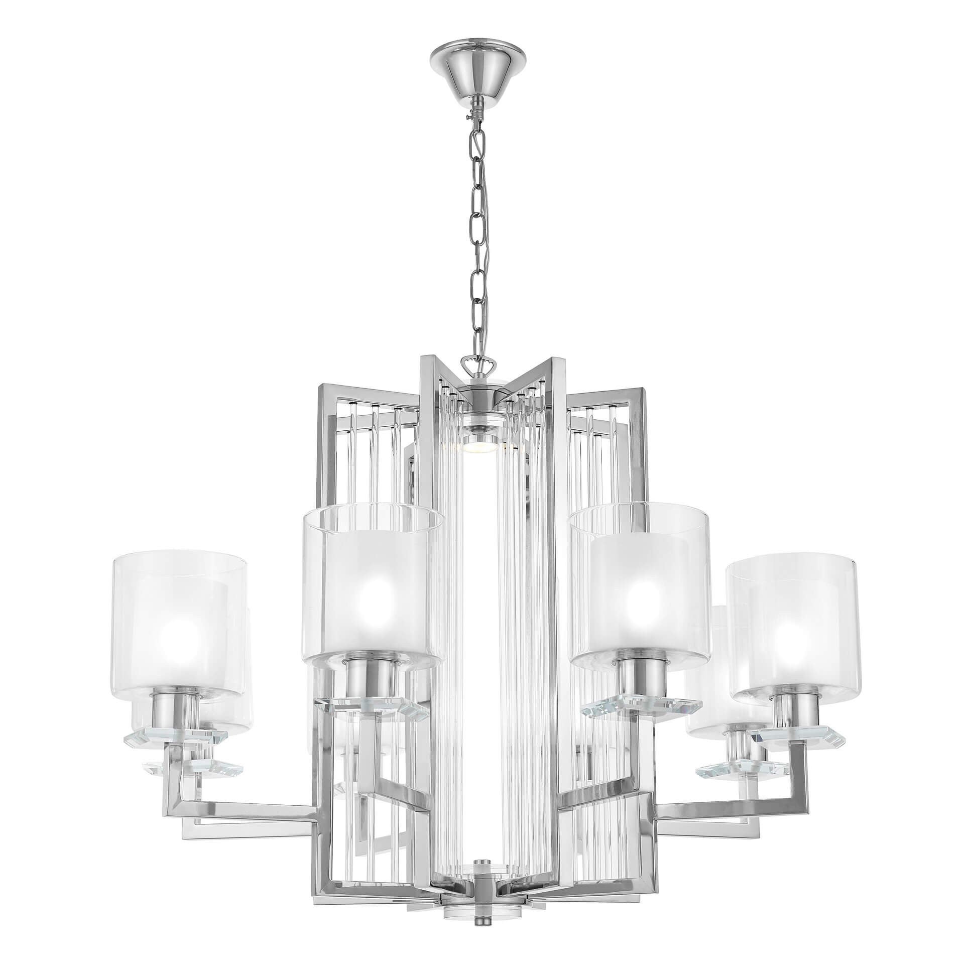 MODERN CHROME PENDANT LAMP MANHATTAN W8 - LuminaLux