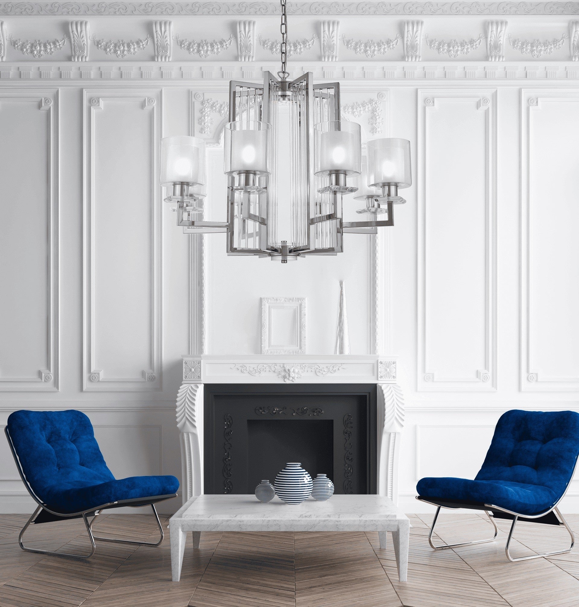 MODERN CHROME PENDANT LAMP MANHATTAN W8 - LuminaLux