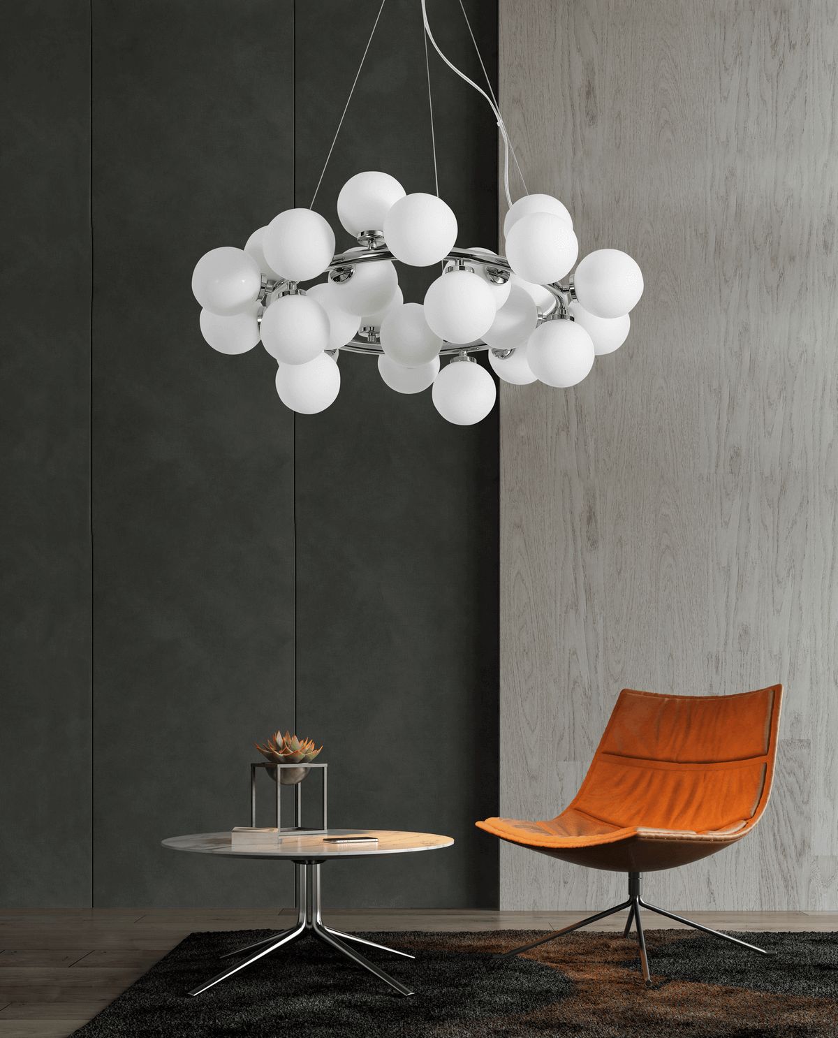 MODERN CHROME PENDANT LAMP MARSIAD W25 - LuminaLux