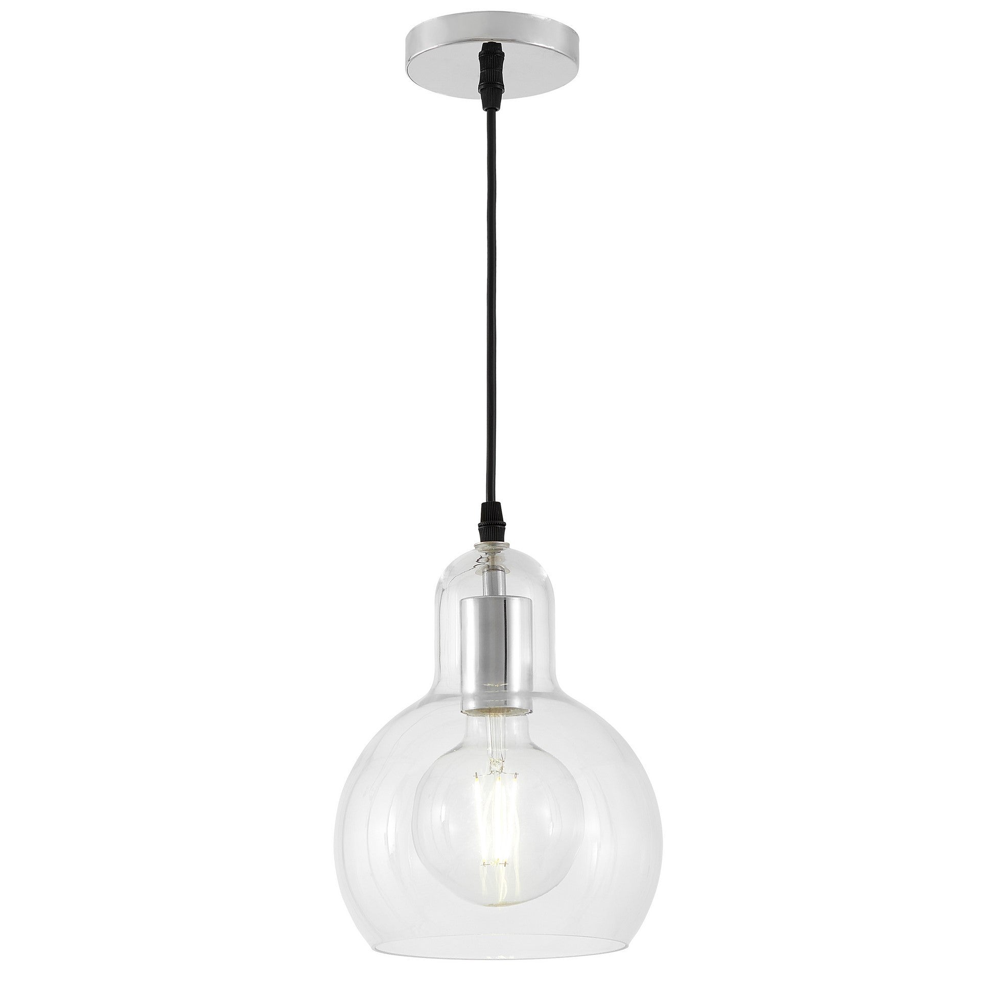 MODERN CHROME PENDANT LAMP MORO 1A - LuminaLux