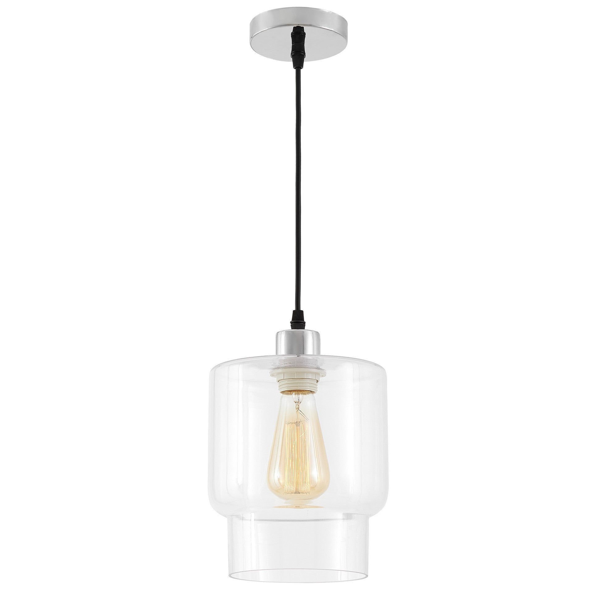 MODERN CHROME PENDANT LAMP MORO 1C - LuminaLux