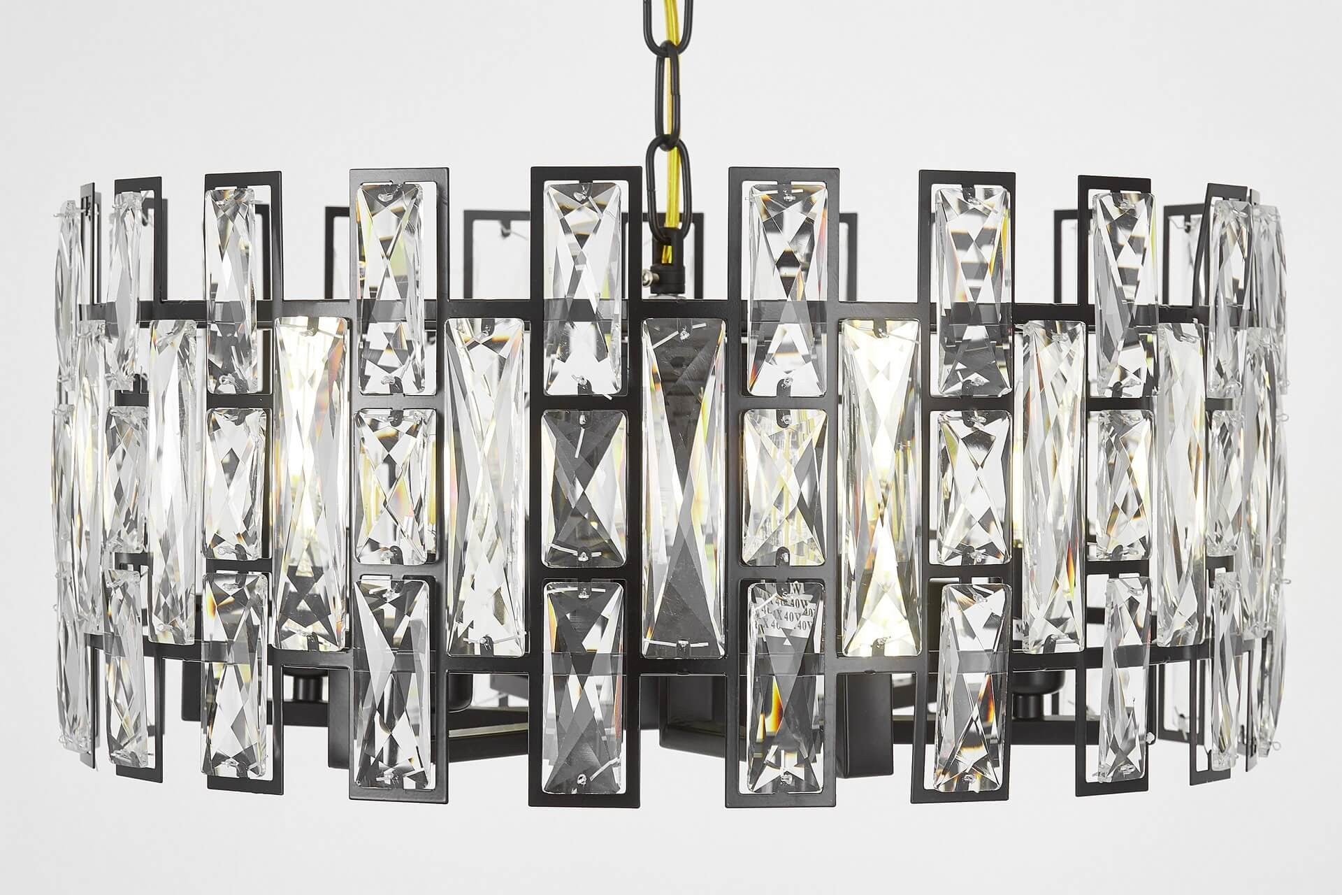 MODERN CRYSTAL CHANDELIER BLACK FIORINA D50 - LuminaLux