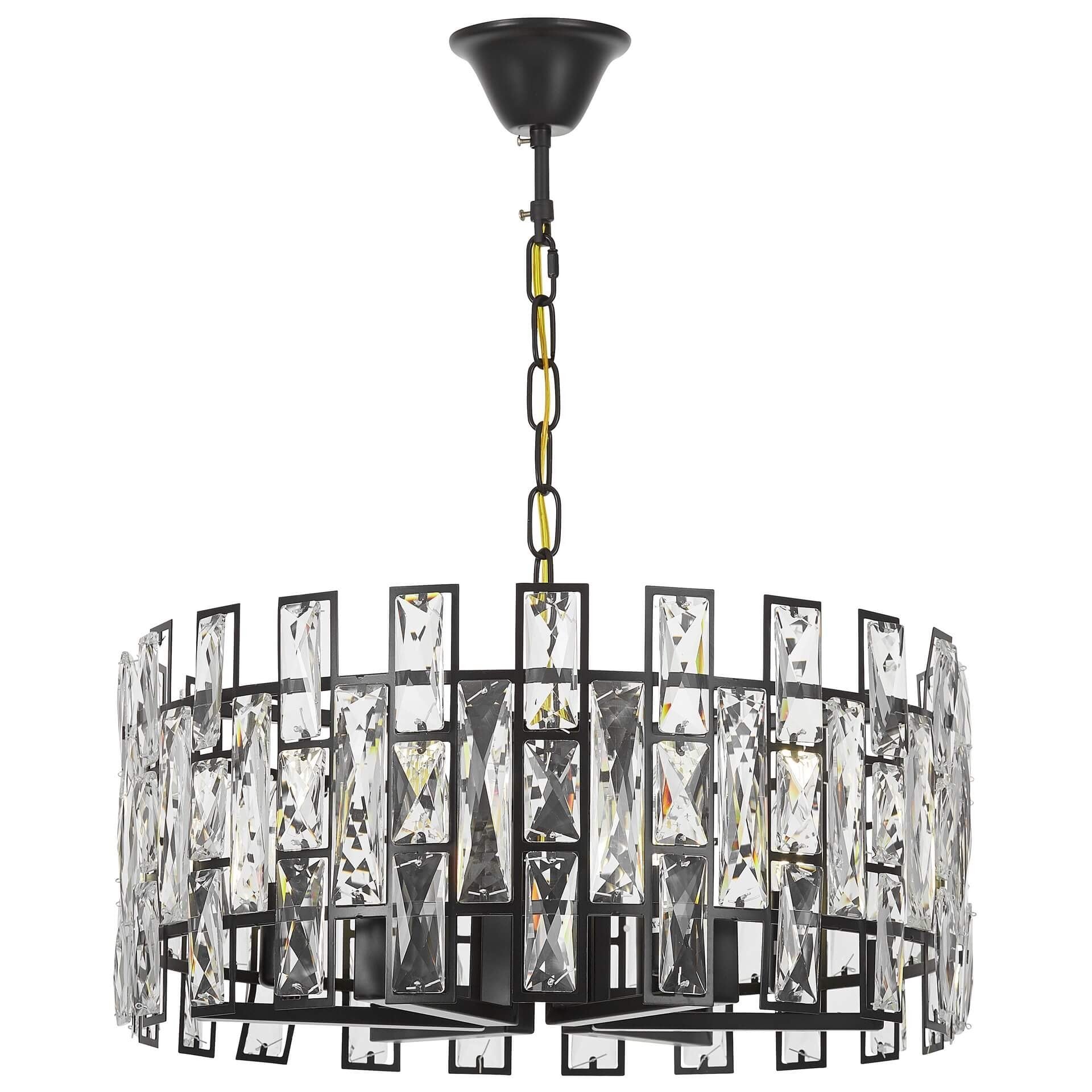 MODERN CRYSTAL CHANDELIER BLACK FIORINA D50 - LuminaLux