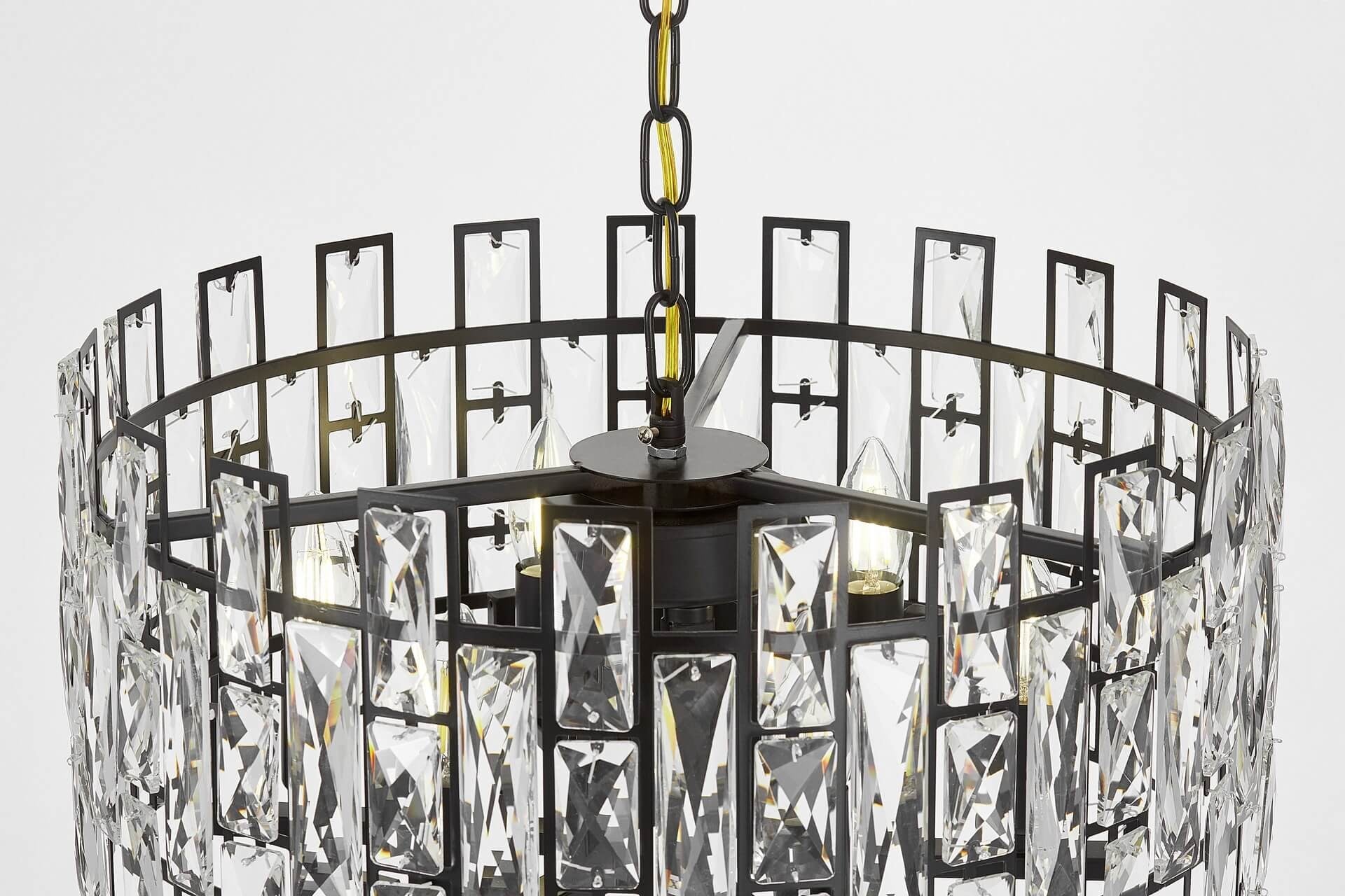 MODERN CRYSTAL CHANDELIER BLACK FIORINA D50 - LuminaLux