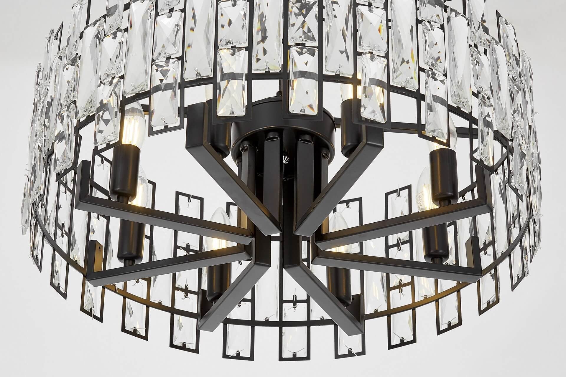 MODERN CRYSTAL CHANDELIER BLACK FIORINA D60 - LuminaLux