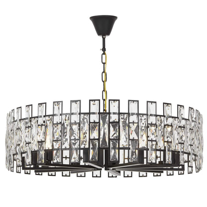 MODERN CRYSTAL CHANDELIER BLACK FIORINA D80 - LuminaLux