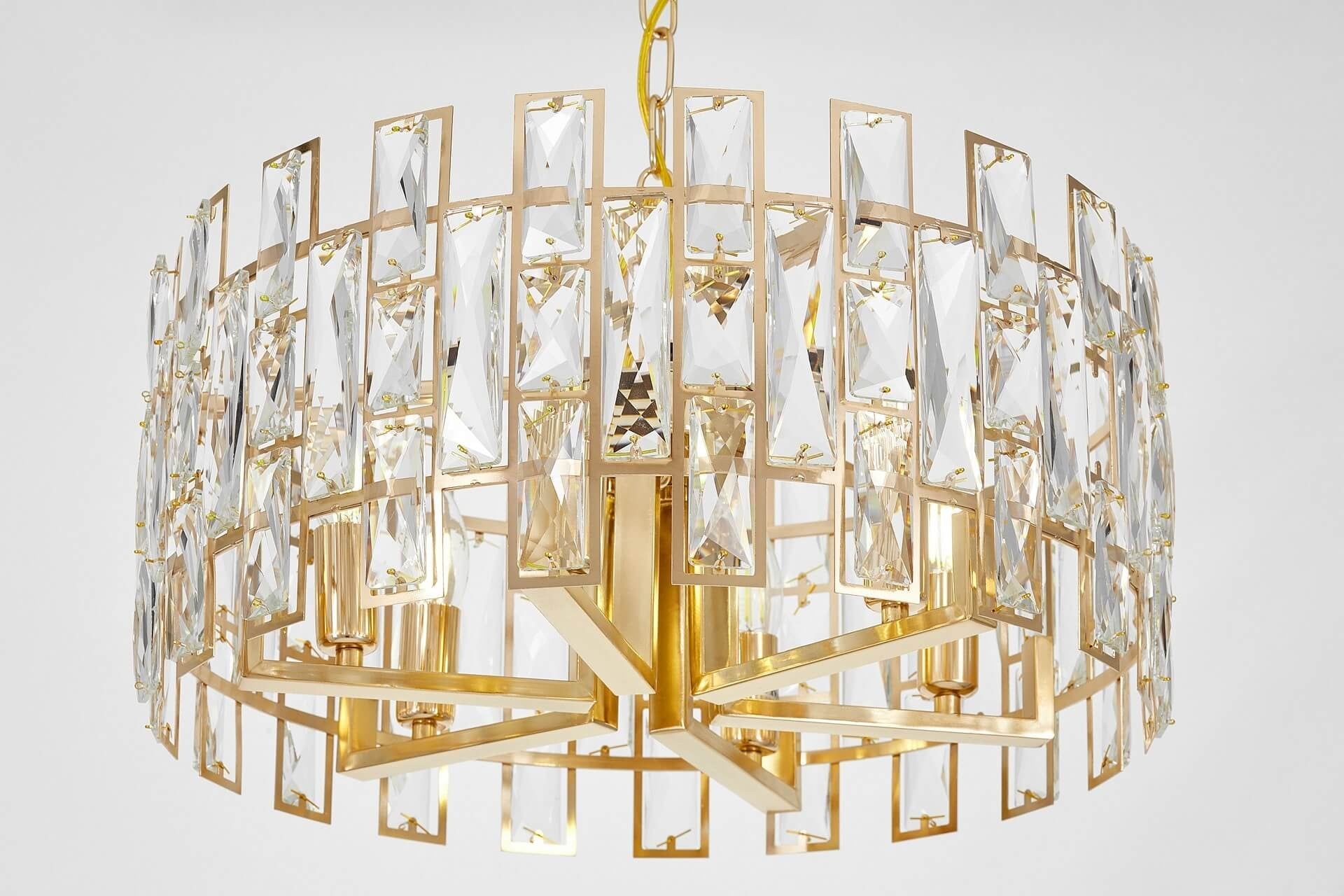MODERN CRYSTAL CHANDELIER GOLD FIORINA D50 - LuminaLux