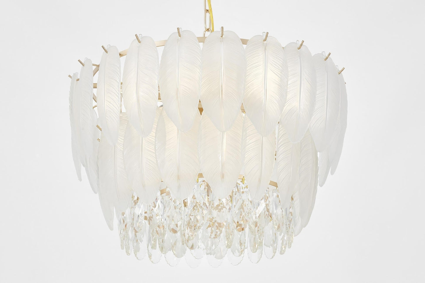 MODERN CRYSTAL CHANDELIER WHITE AND GOLD CAVALINI D50 - LuminaLux