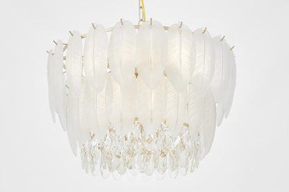 MODERN CRYSTAL CHANDELIER WHITE AND GOLD CAVALINI D50 - LuminaLux