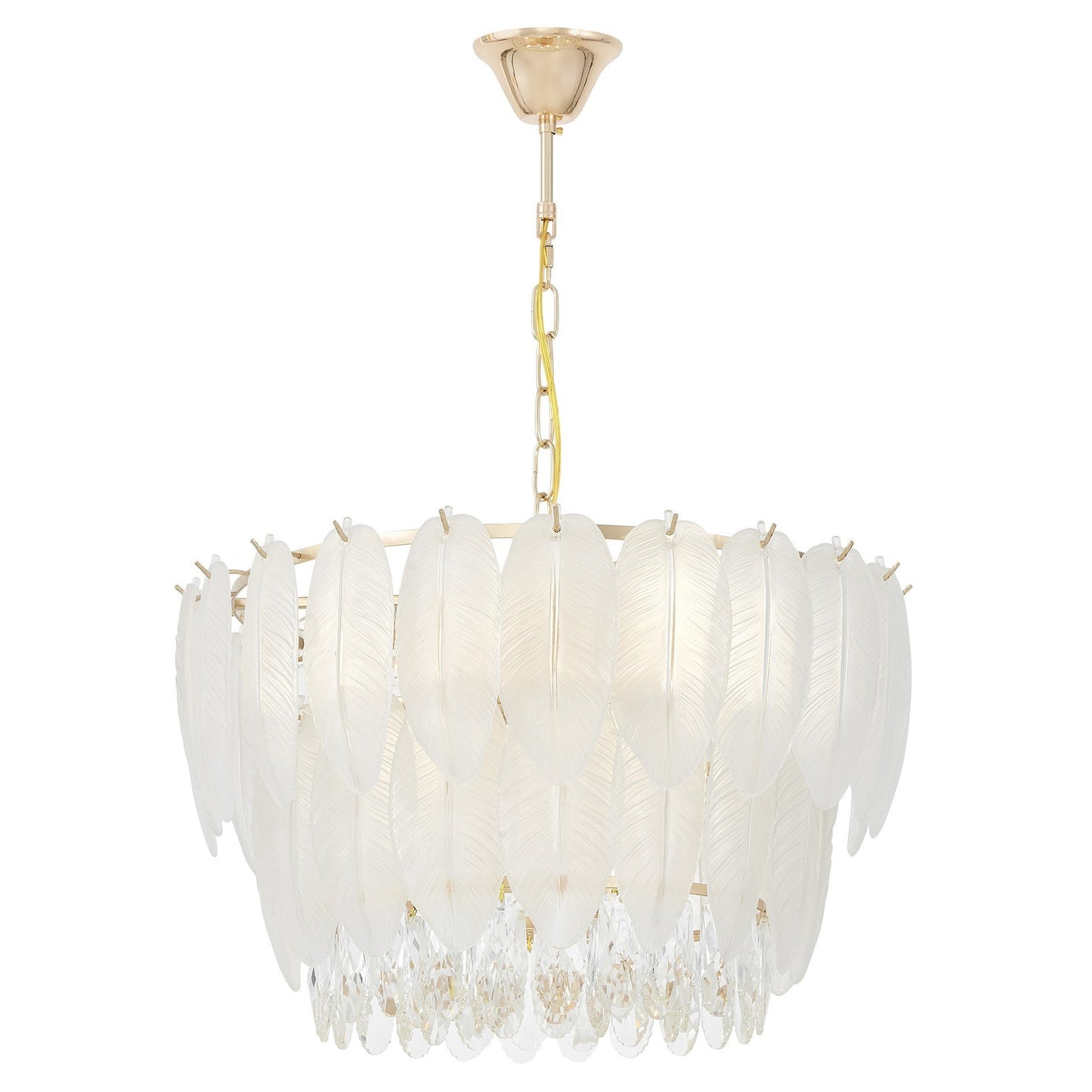 MODERN CRYSTAL CHANDELIER WHITE AND GOLD CAVALINI D50 - LuminaLux
