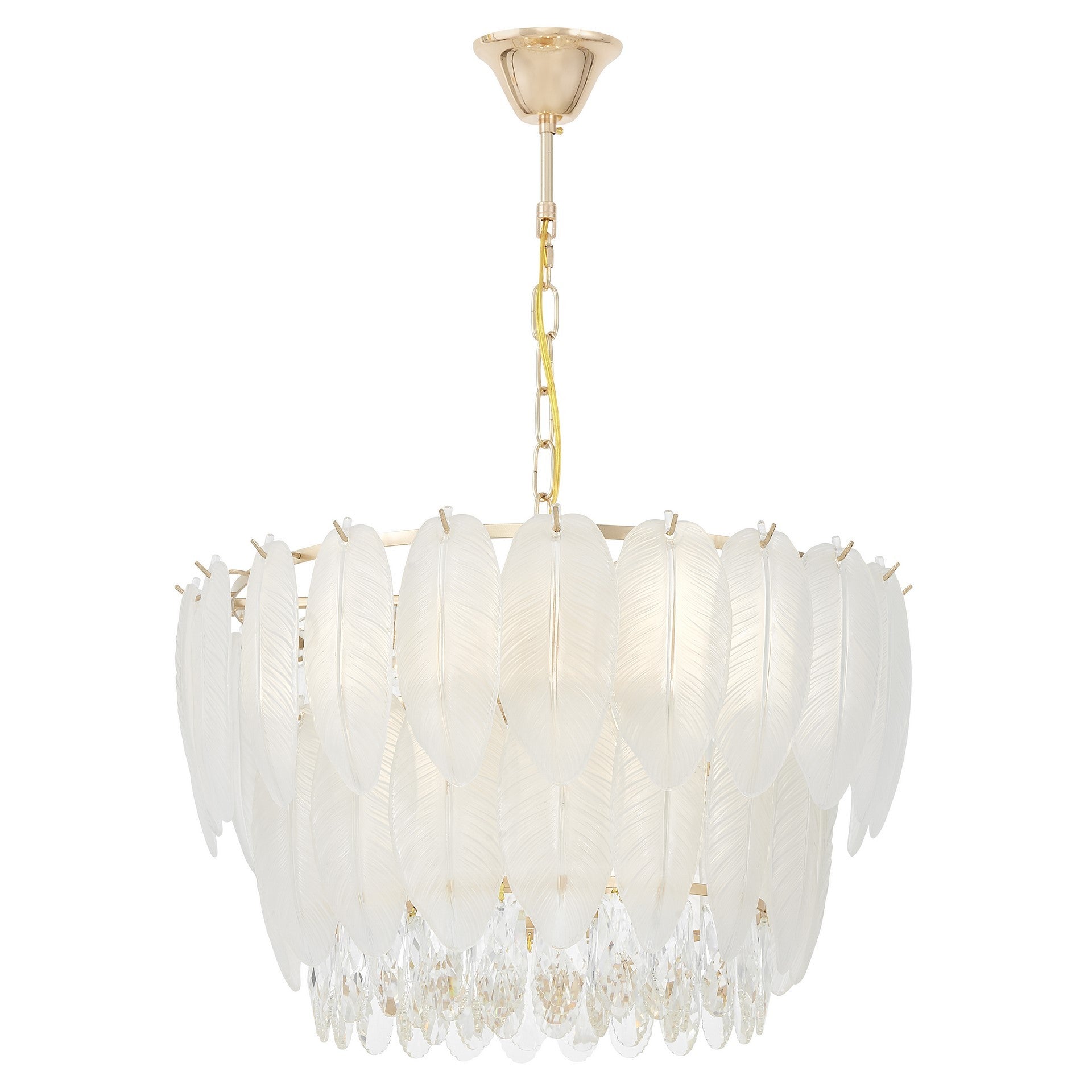 MODERN CRYSTAL CHANDELIER WHITE AND GOLD CAVALINI D50 - LuminaLux