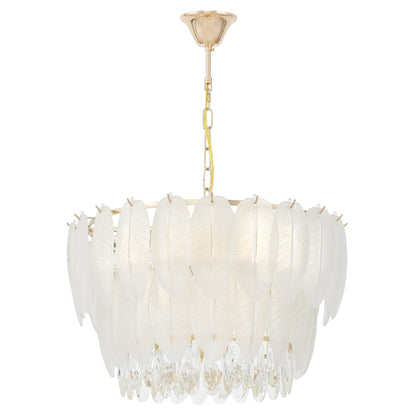 MODERN CRYSTAL CHANDELIER WHITE AND GOLD CAVALINI D50 - LuminaLux
